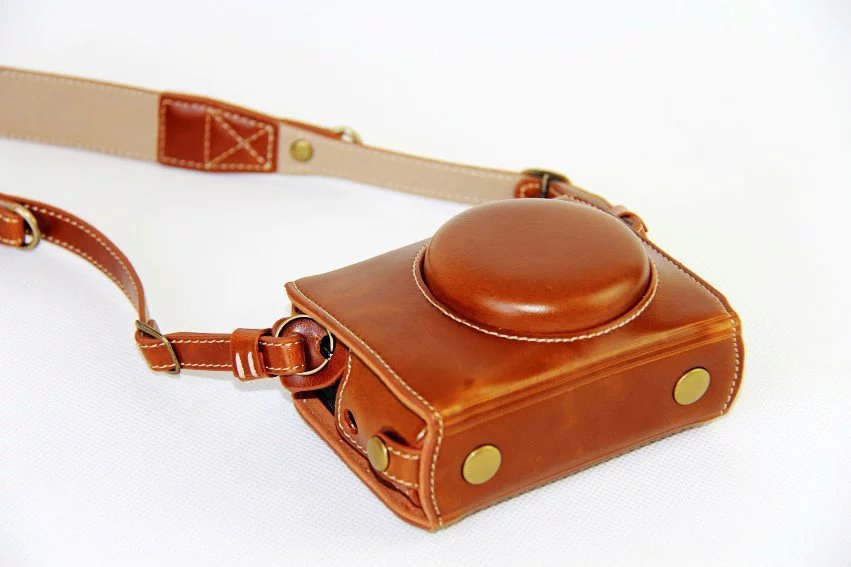 PU Leather Camera Protective Cover + Strap for Canon PowerShot G7X MarkII Digital Camera - Brown