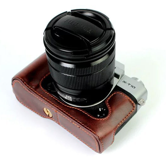 Protective Leather Camera Cover Bag with Hollow Pad for Fujifilm XT10 / X-T10 - Coffee