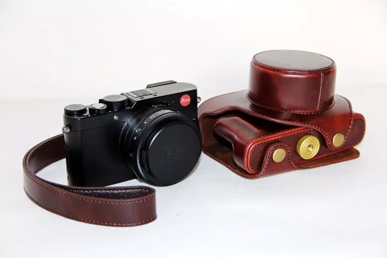 PU Leather Camera Protective Cover + Strap for Leica D-LUX (Typ 109) Digital Camera - Coffee