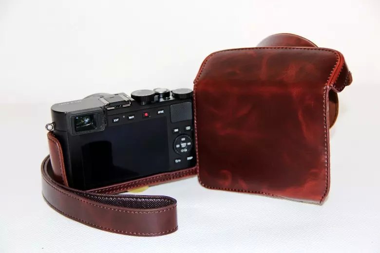PU Leather Camera Protective Cover + Strap for Leica D-LUX (Typ 109) Digital Camera - Coffee