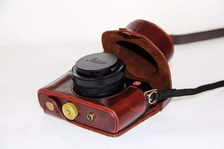 PU Leather Camera Protective Cover + Strap for Leica D-LUX (Typ 109) Digital Camera - Coffee