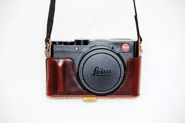 PU Leather Camera Protective Cover + Strap for Leica D-LUX (Typ 109) Digital Camera - Coffee