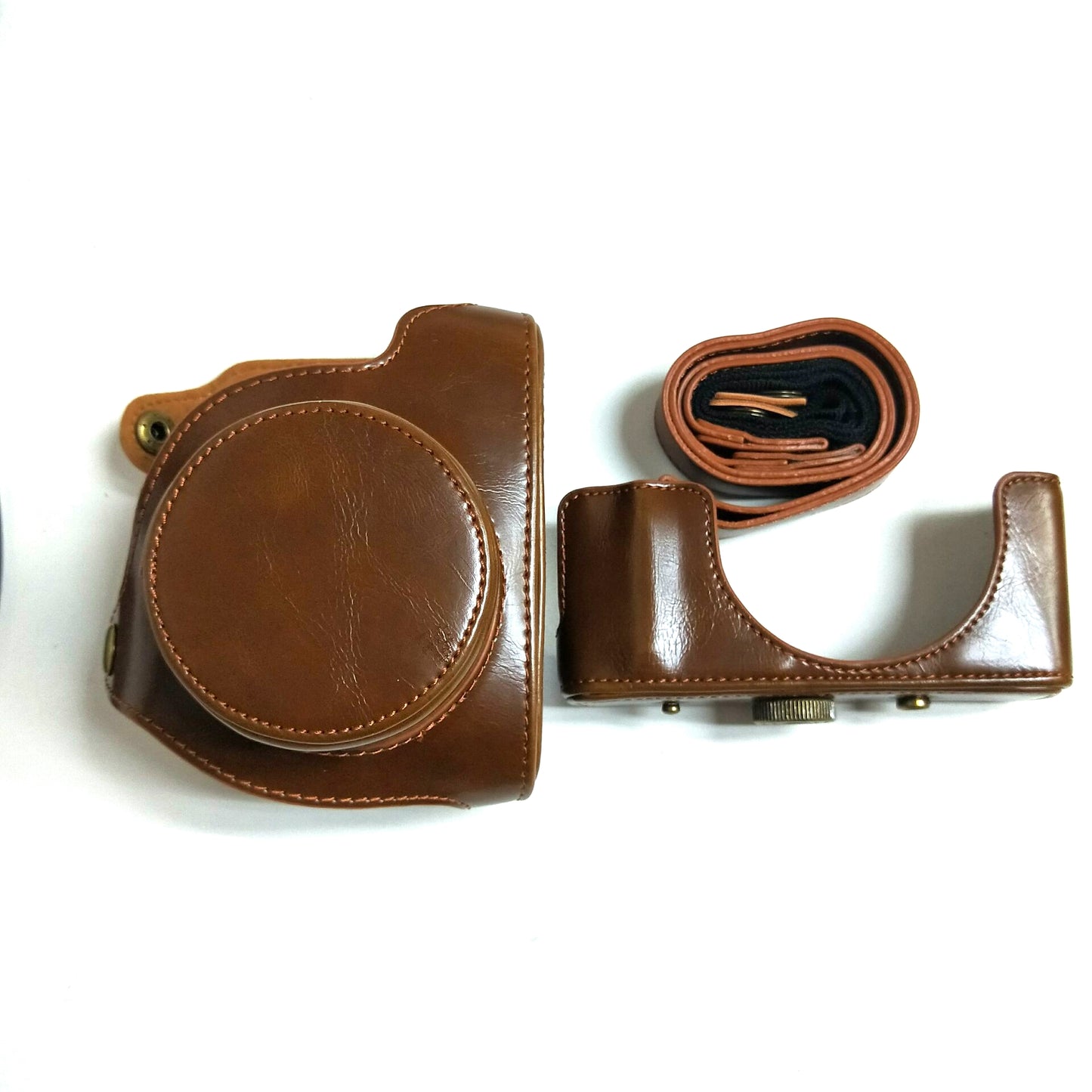PU Leather Camera Bag + Strap for Leica D-LUX (Typ 109) Digital Camera - Brown