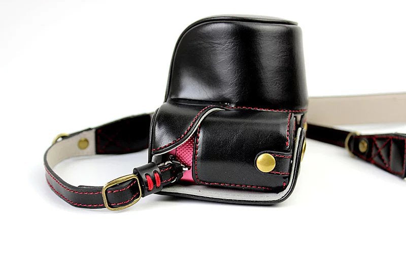 PU Leather Camera Case + Strap for Sony NEX-3N/Alpha a5000/Alpha a5100 with 16-50mm Lens - Black