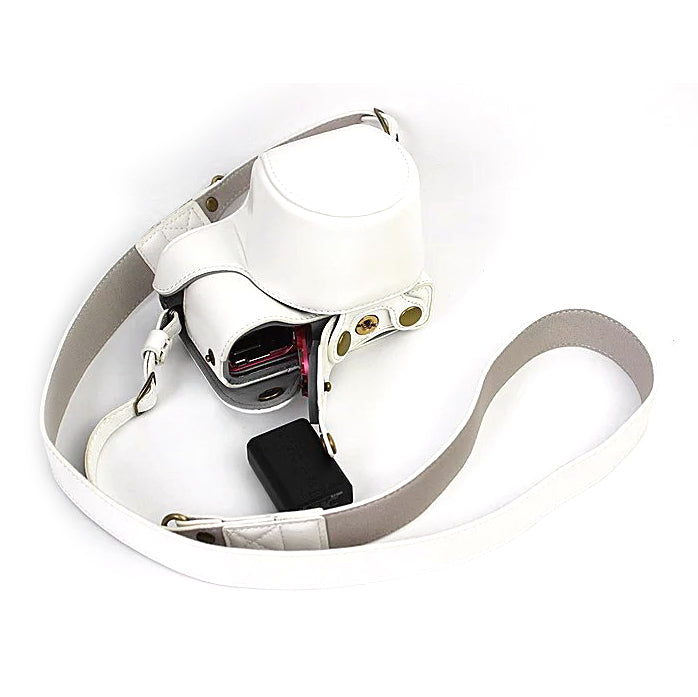 PU Leather Camera Cover + Strap for Sony NEX-3N/Alpha a5000/Alpha a5100 with 16-50mm Lens - White