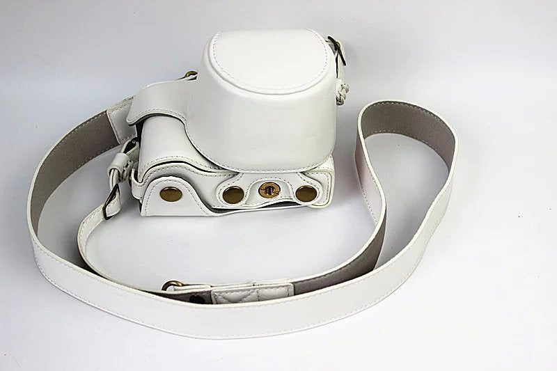 PU Leather Camera Cover + Strap for Sony NEX-3N/Alpha a5000/Alpha a5100 with 16-50mm Lens - White