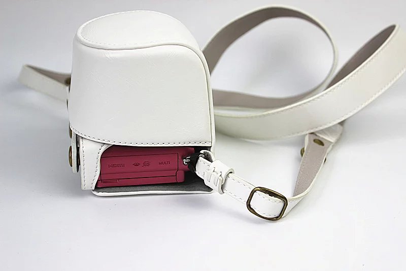 PU Leather Camera Cover + Strap for Sony NEX-3N/Alpha a5000/Alpha a5100 with 16-50mm Lens - White