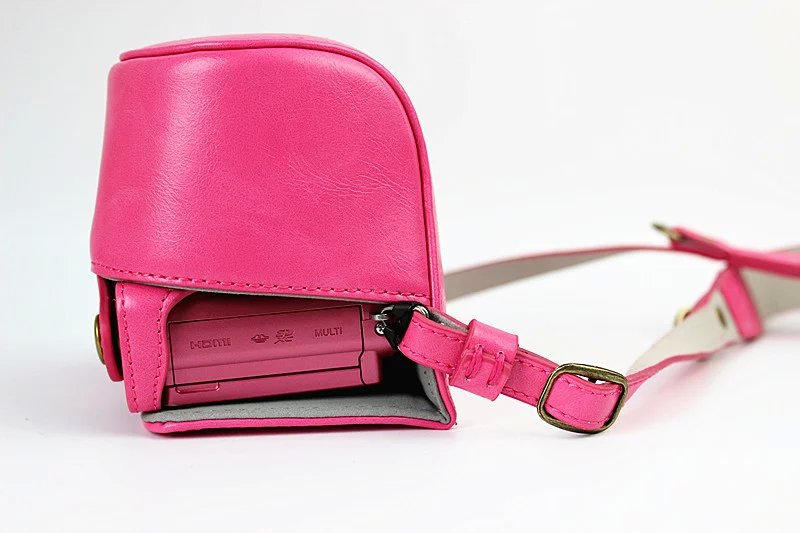 PU Leather Protective Case + Strap for Sony NEX-3N/Alpha a5000/Alpha a5100 with 16-50mm Lens - Rose