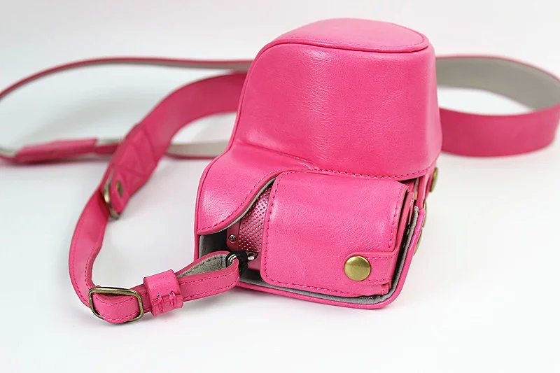PU Leather Protective Case + Strap for Sony NEX-3N/Alpha a5000/Alpha a5100 with 16-50mm Lens - Rose