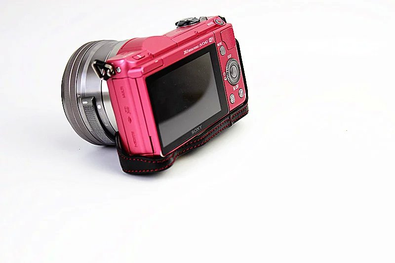 PU Leather Protective Case + Strap for Sony NEX-3N/Alpha a5000/Alpha a5100 with 16-50mm Lens - Rose