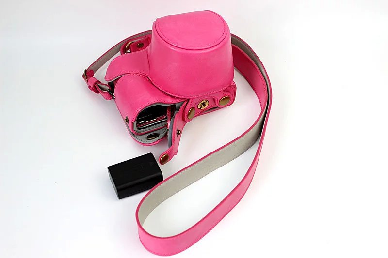PU Leather Protective Case + Strap for Sony NEX-3N/Alpha a5000/Alpha a5100 with 16-50mm Lens - Rose