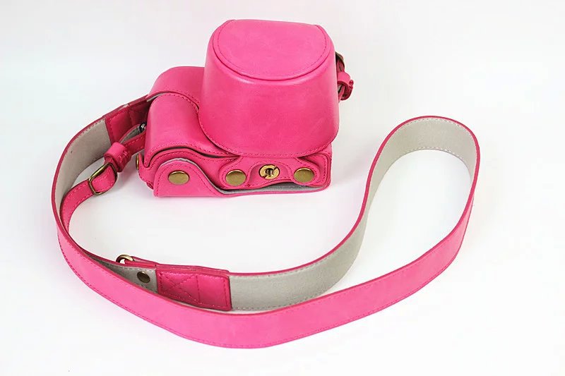 PU Leather Protective Case + Strap for Sony NEX-3N/Alpha a5000/Alpha a5100 with 16-50mm Lens - Rose