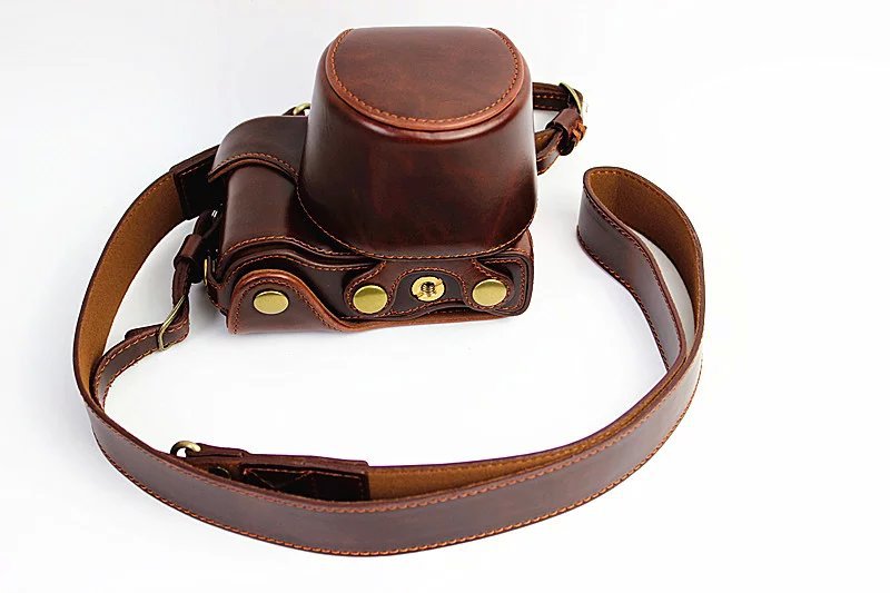 PU Leather Protective Case + Strap for Sony NEX-3N/Alpha a5000/Alpha a5100 with 16-50mm Lens - Coffee