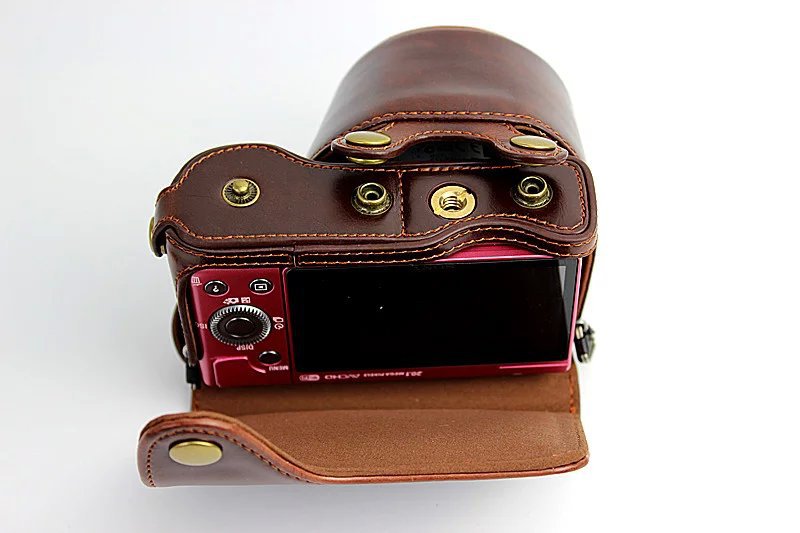 PU Leather Protective Case + Strap for Sony NEX-3N/Alpha a5000/Alpha a5100 with 16-50mm Lens - Coffee