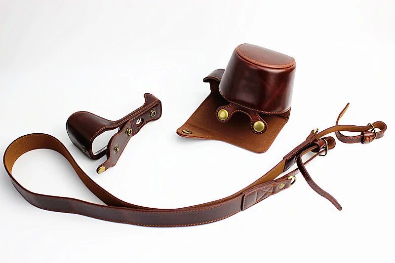 PU Leather Protective Case + Strap for Sony NEX-3N/Alpha a5000/Alpha a5100 with 16-50mm Lens - Coffee