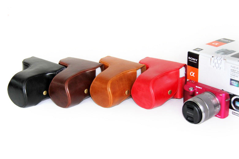 PU Leather Protective Camera Case Bag for Sony NEX-F3 18-55mm - Black