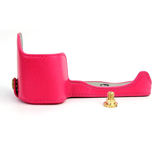 PU Leather Half Bottom Camera Protective Cover for Sony A6000/A6300 - Rose