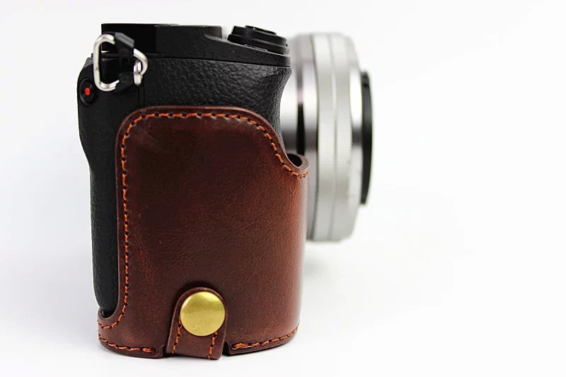 PU Leather Half Bottom Camera Protective Shell for Sony A6000/A6300 - Coffee