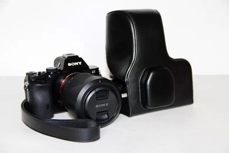 PU Leather Camera Protection Case + Strap for Sony a7R with 28-70mm Lens - Black