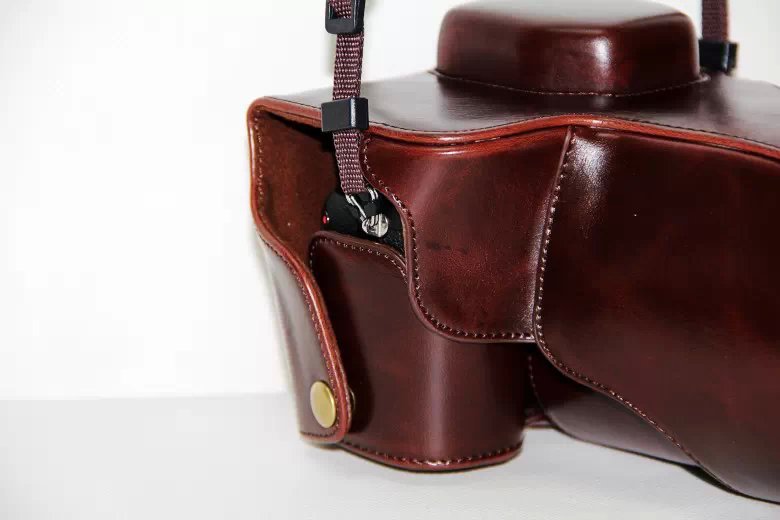 PU Leather Camera Protection Cover + Strap for Sony a7R with 28-70mm Lens - Coffee