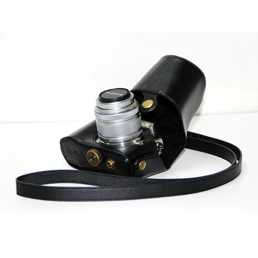 PU Leather Camera Protection Case + Strap for Olympus E-PL6/E-PL5/E-PM2 - Black