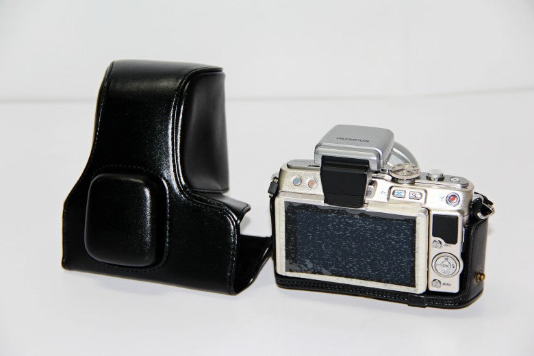 PU Leather Camera Protection Case + Strap for Olympus E-PL6/E-PL5/E-PM2 - Black