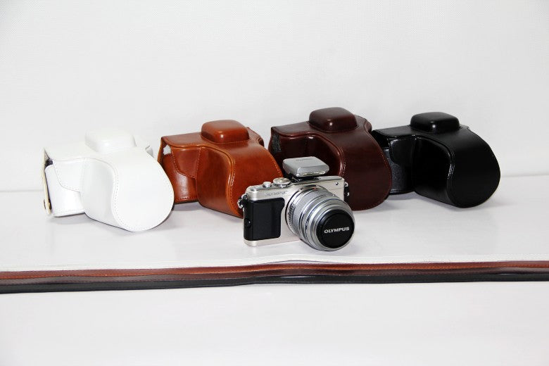 PU Leather Camera Protection Case + Strap for Olympus E-PL6/E-PL5/E-PM2 - Black