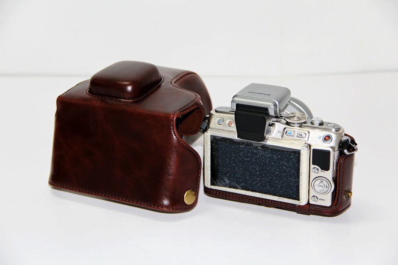 PU Leather Camera Cover Case + Strap for Olympus E-PL6/E-PL5/E-PM2 - Coffee