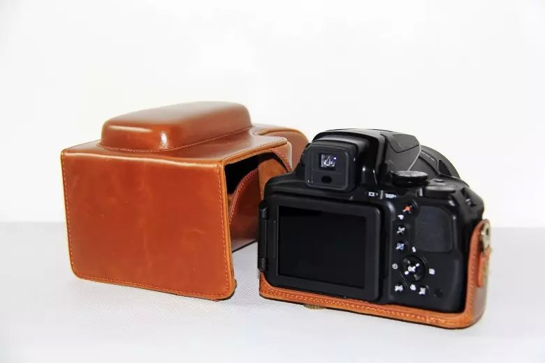 PU Leather Camera Pouch Case for Nikon Coolpix P900S  - Brown