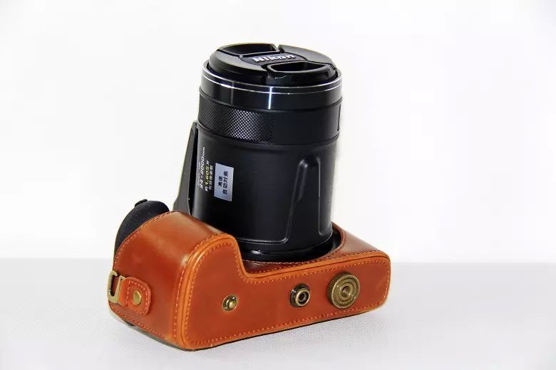PU Leather Camera Pouch Case for Nikon Coolpix P900S  - Brown