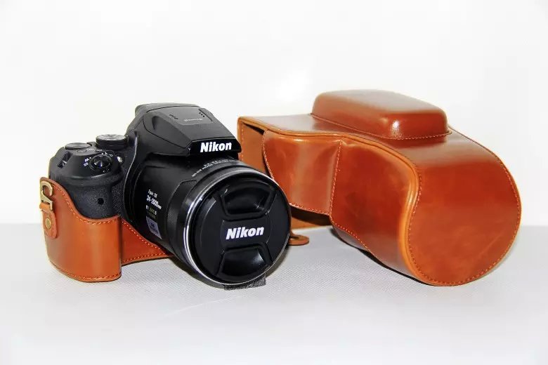 PU Leather Camera Pouch Case for Nikon Coolpix P900S  - Brown