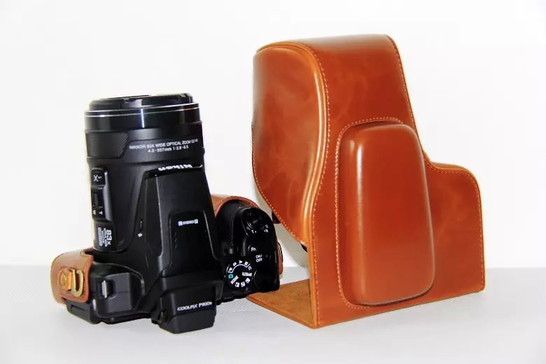 PU Leather Camera Pouch Case for Nikon Coolpix P900S  - Brown