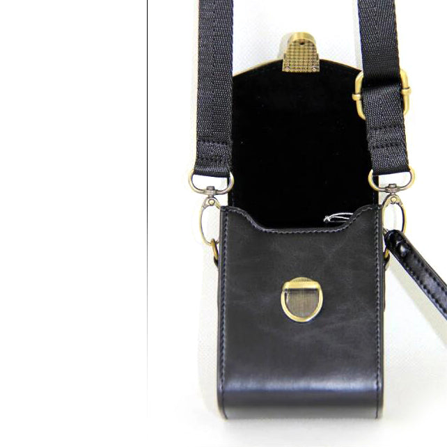 PU Leather Camera Shoulder Bag Waterproof Shoulder Camera Bag for Hiking Camping Trekking Cycling - Black