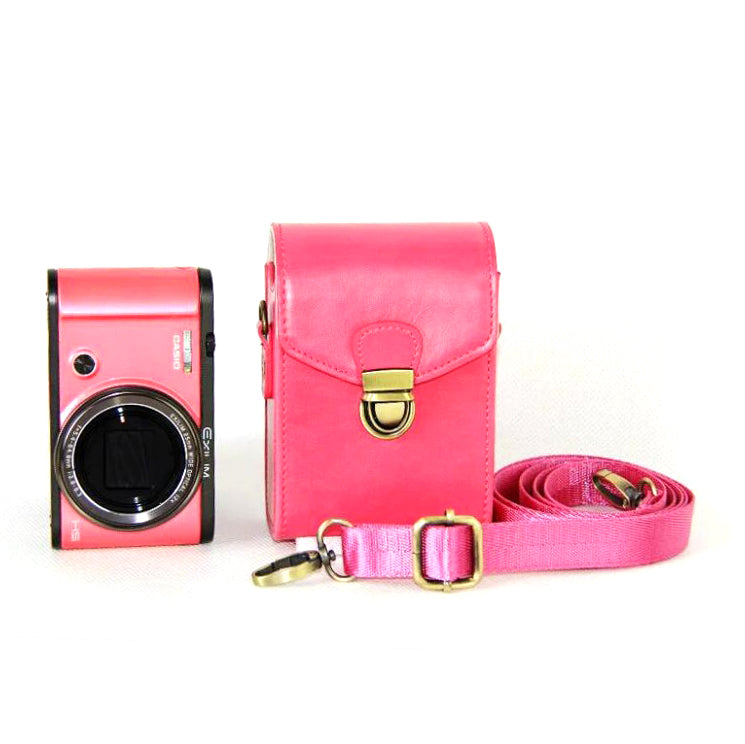 Protective PU Leather Camera Shoulder Bag Waterproof Shoulder Camera Bag for Hiking Camping Trekking Cycling - Rose