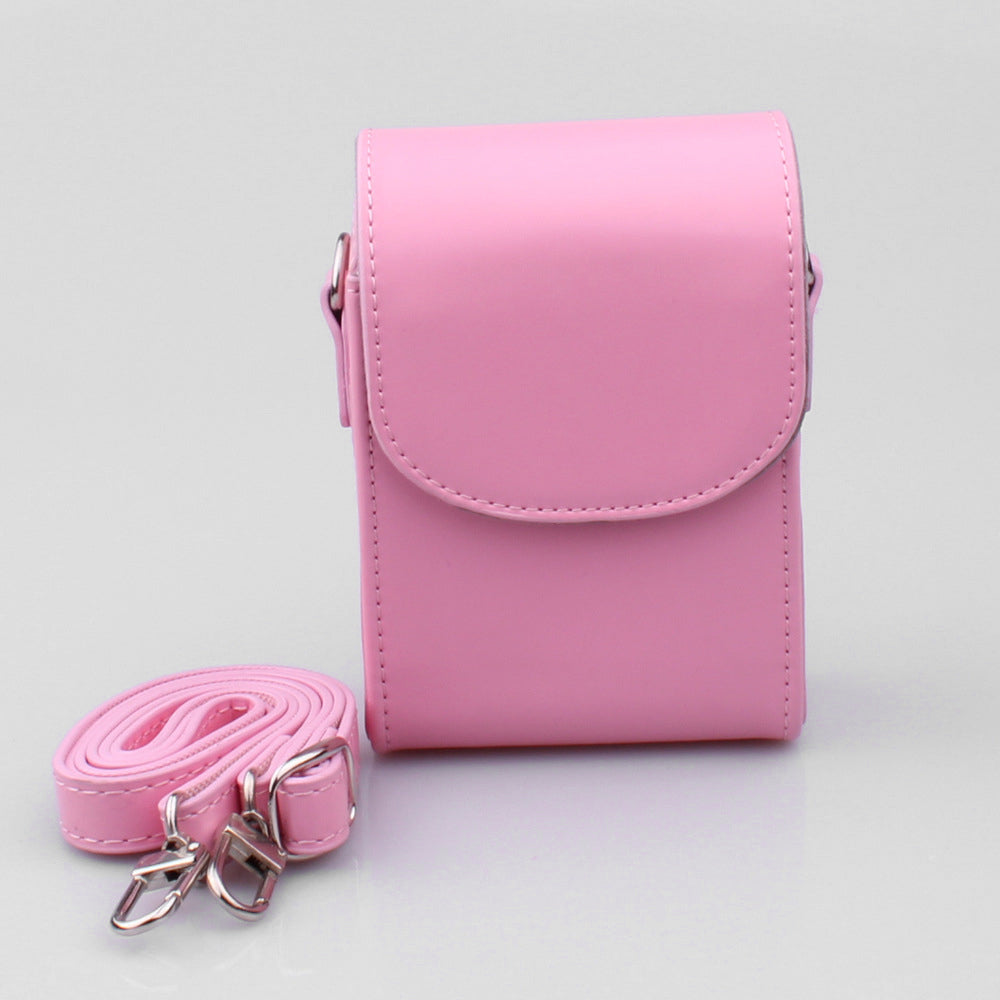 PU Leather Camera Shoulder Bag Waterproof Shoulder Camera Bag for Hiking Camping - Pink