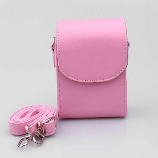 PU Leather Camera Shoulder Bag Waterproof Shoulder Camera Bag for Hiking Camping - Pink