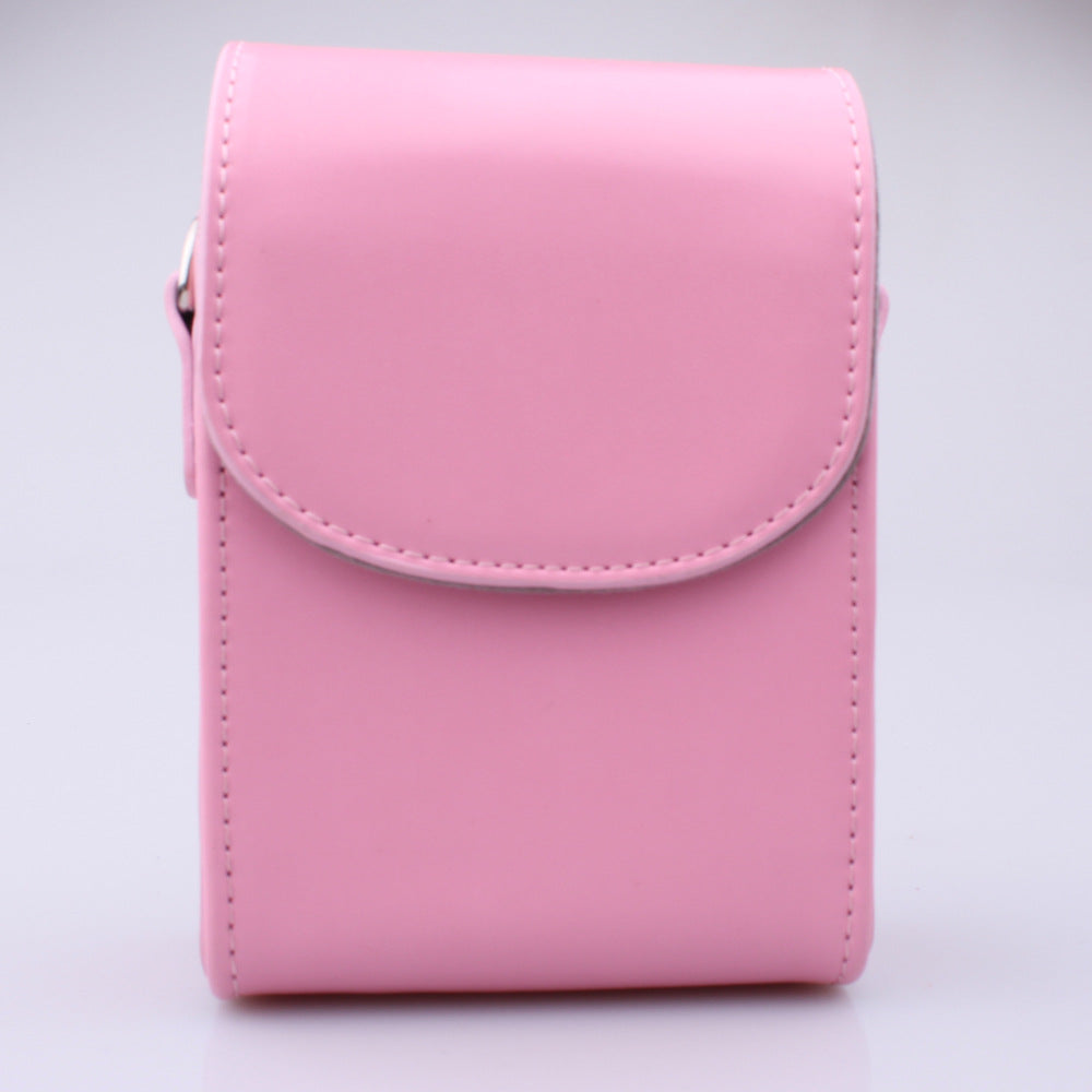PU Leather Camera Shoulder Bag Waterproof Shoulder Camera Bag for Hiking Camping - Pink