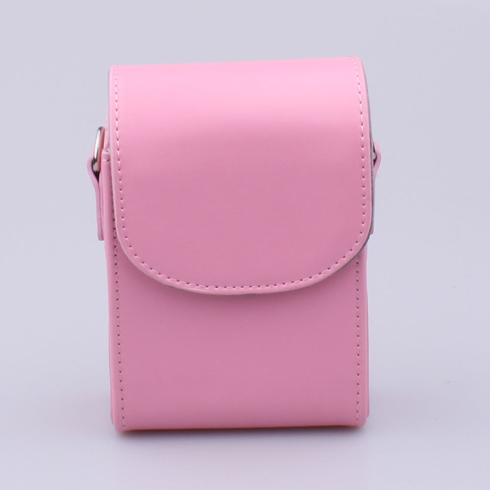 PU Leather Camera Shoulder Bag Waterproof Shoulder Camera Bag for Hiking Camping - Pink