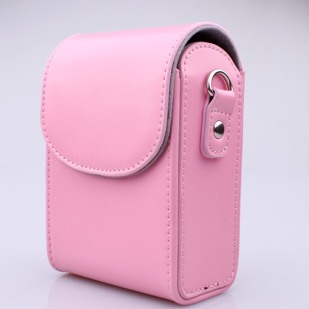 PU Leather Camera Shoulder Bag Waterproof Shoulder Camera Bag for Hiking Camping - Pink