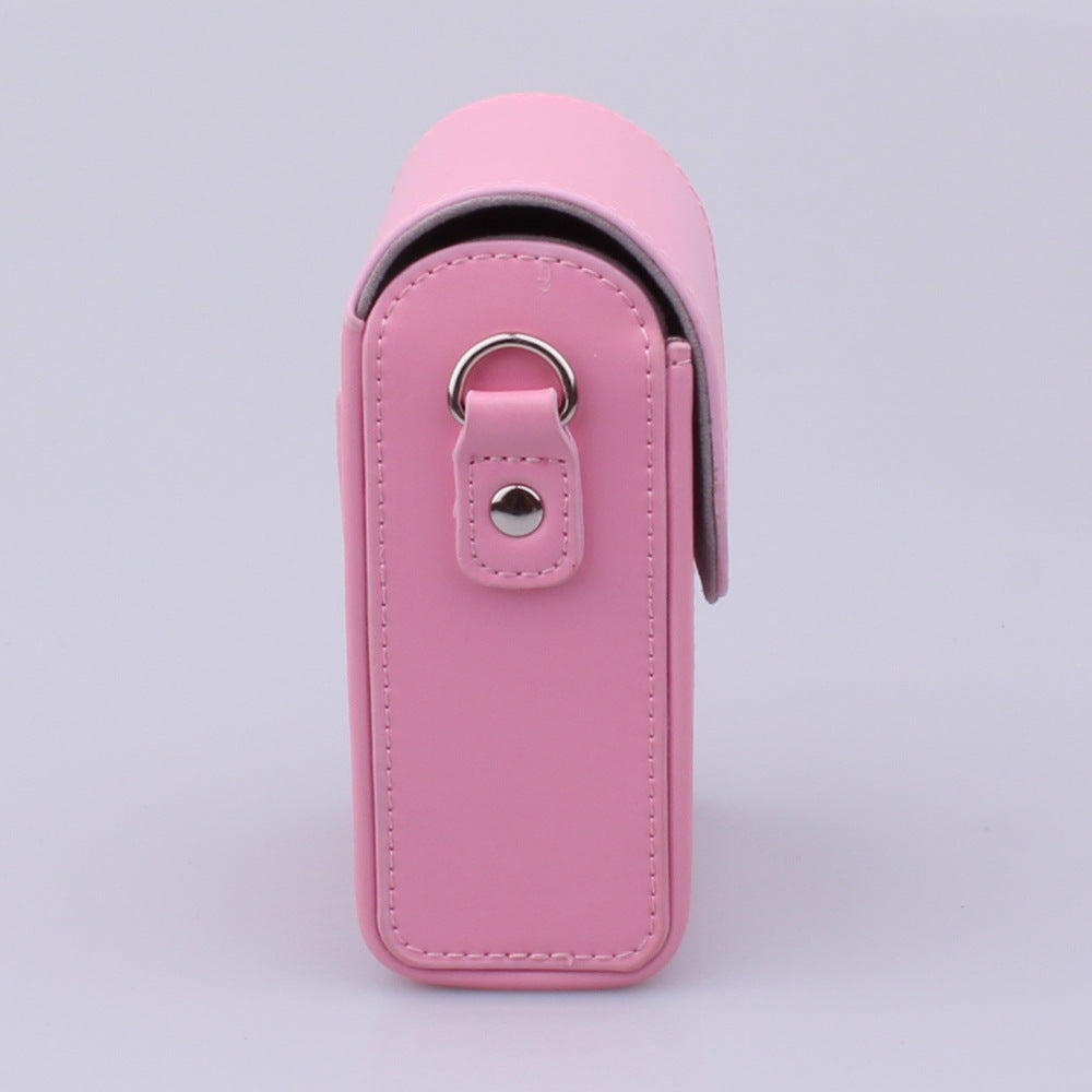 PU Leather Camera Shoulder Bag Waterproof Shoulder Camera Bag for Hiking Camping - Pink
