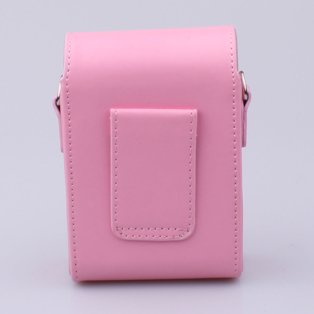 PU Leather Camera Shoulder Bag Waterproof Shoulder Camera Bag for Hiking Camping - Pink