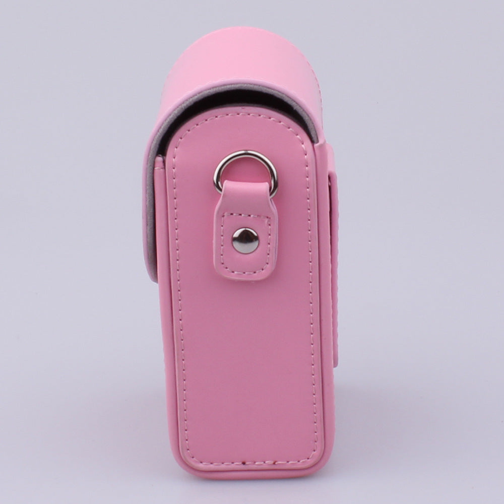 PU Leather Camera Shoulder Bag Waterproof Shoulder Camera Bag for Hiking Camping - Pink