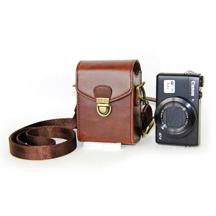 PU Leather Waterproof Shoulder Camera Bag for Hiking Camping Trekking Cycling - Coffee