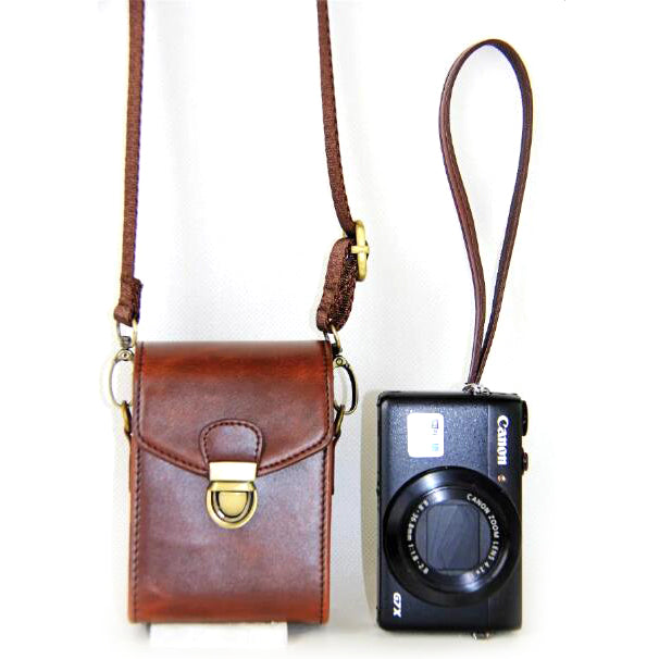 PU Leather Waterproof Shoulder Camera Bag for Hiking Camping Trekking Cycling - Coffee