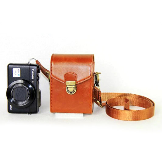 PU Leather Camera Shoulder Bag Waterproof Shoulder Camera Bag for Hiking Camping Cycling - Brown