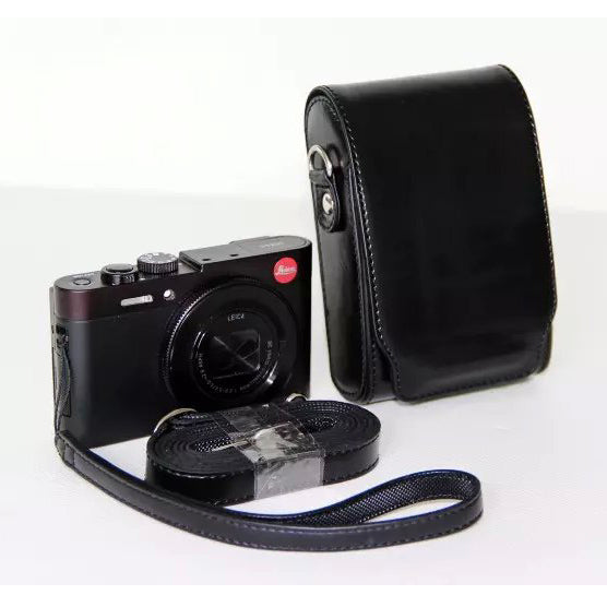 Universal PU Leather Camera Case + Strap for Leica / Panasonic / Fuji / Canon, Size: 11x6.5x3.5cm  - Black