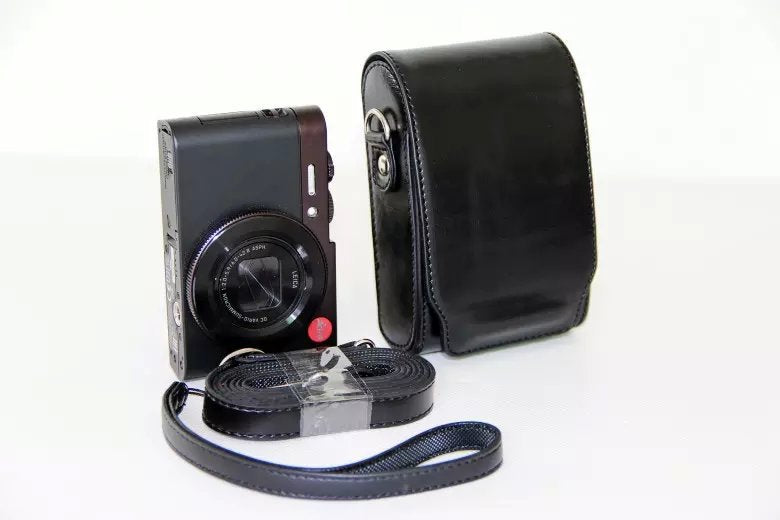 Universal PU Leather Camera Case + Strap for Leica / Panasonic / Fuji / Canon, Size: 11x6.5x3.5cm  - Black