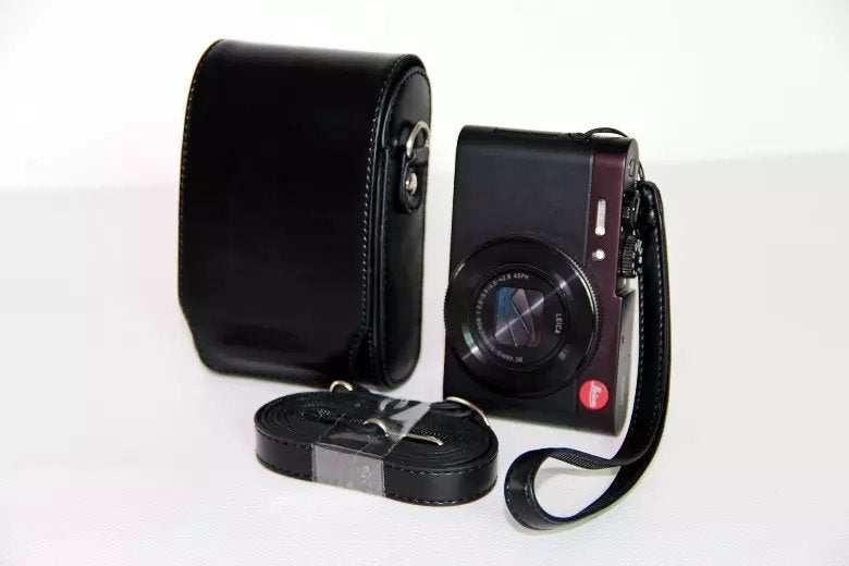 Universal PU Leather Camera Case + Strap for Leica / Panasonic / Fuji / Canon, Size: 11x6.5x3.5cm  - Black