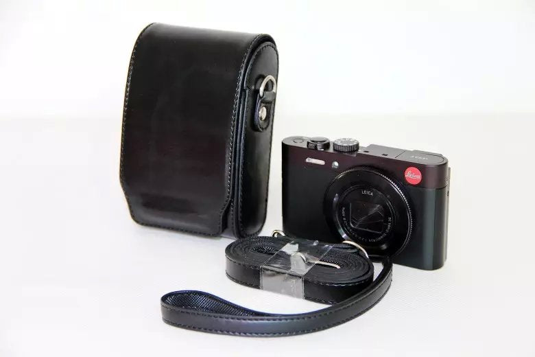 Universal PU Leather Camera Case + Strap for Leica / Panasonic / Fuji / Canon, Size: 11x6.5x3.5cm  - Black