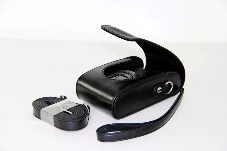 Universal PU Leather Camera Case + Strap for Leica / Panasonic / Fuji / Canon, Size: 11x6.5x3.5cm  - Black